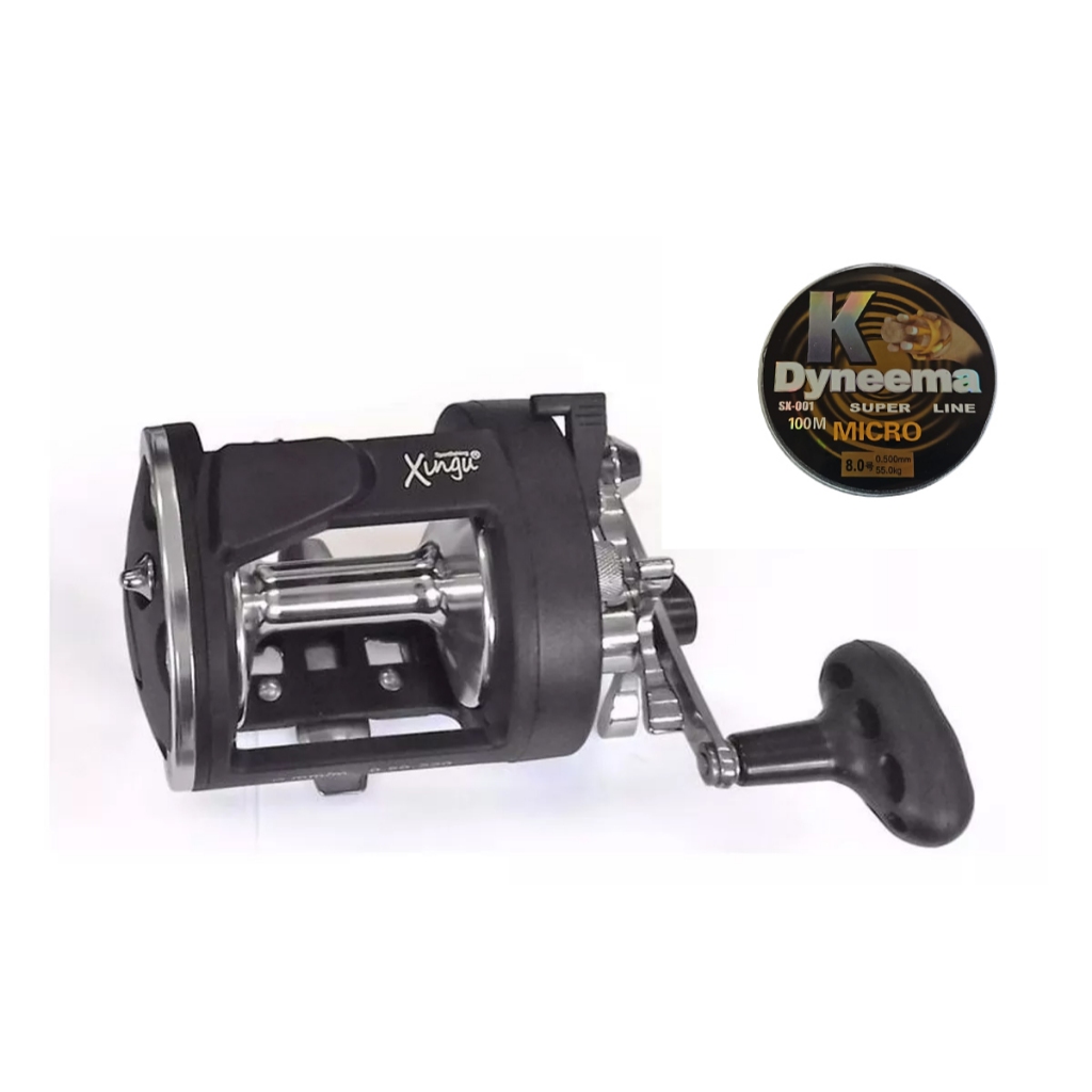 Carretilha Amazon Perfil Alto 3 Rolamentos Pesca Pesada + 100m Linha Multifilamento 0,50mm