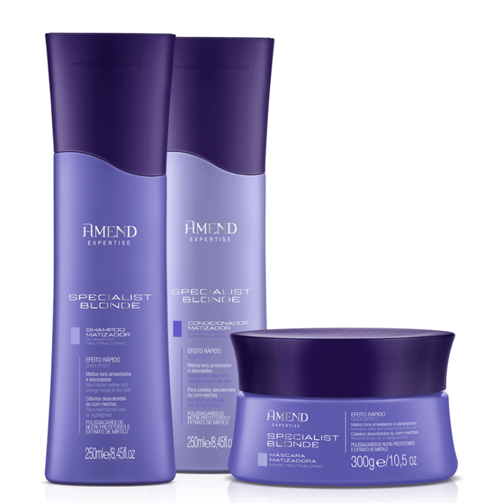 Kit Matizador Specialist Blonde Amend Expertise - Shampoo 250ml, Condicionador 250ml e Máscara 300g