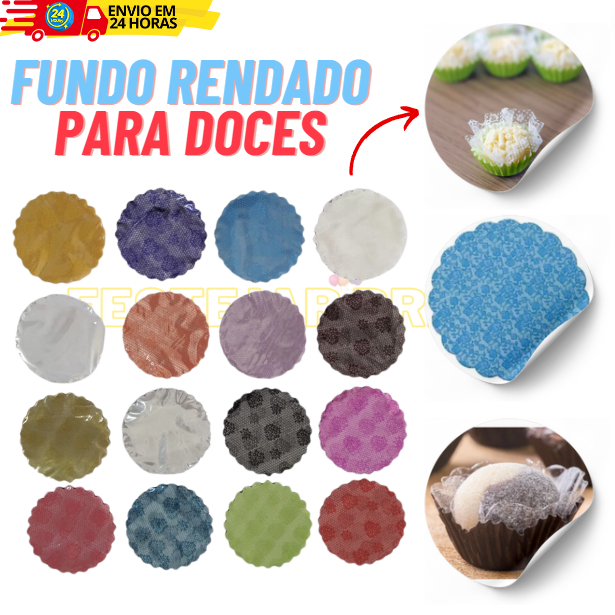 100 Unidades Tapetinho Fundo Rendado Número 7 Para Forminhas Doces Festas