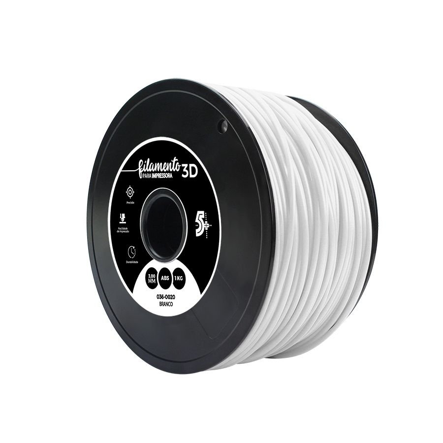 Filamento ABS Branco Impressora 3D 3mm 1Kg 5+ Original