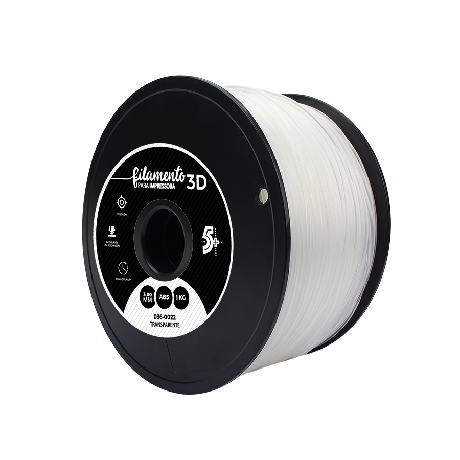 Filamento ABS Transparente Impressora 3D 3mm 1Kg 5+ Original