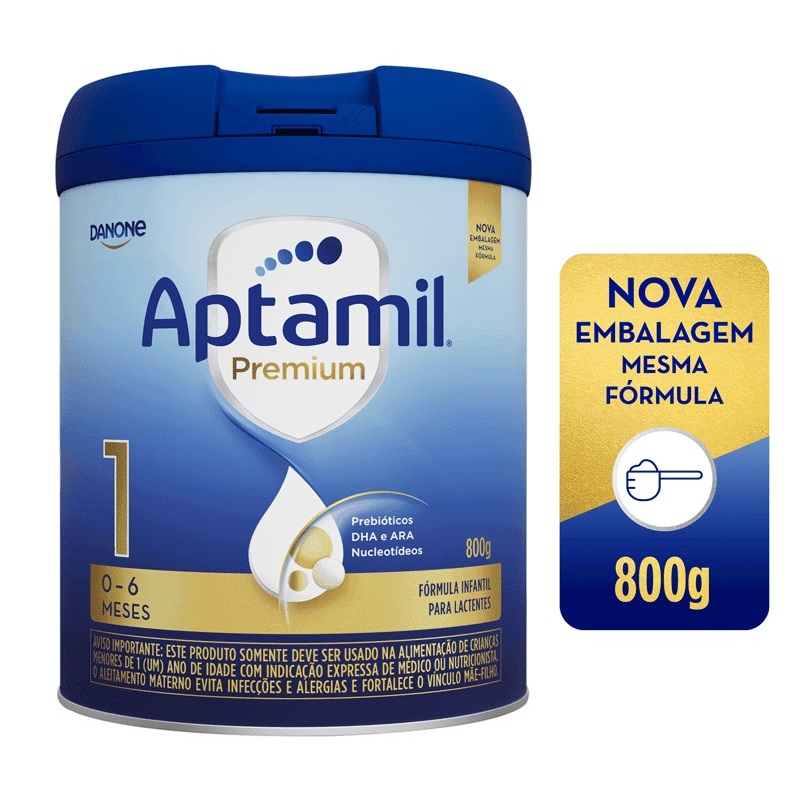 Fórmula Infantil Aptamil Premium 1 Danone  Lata de 800g em Oferta na Shopee