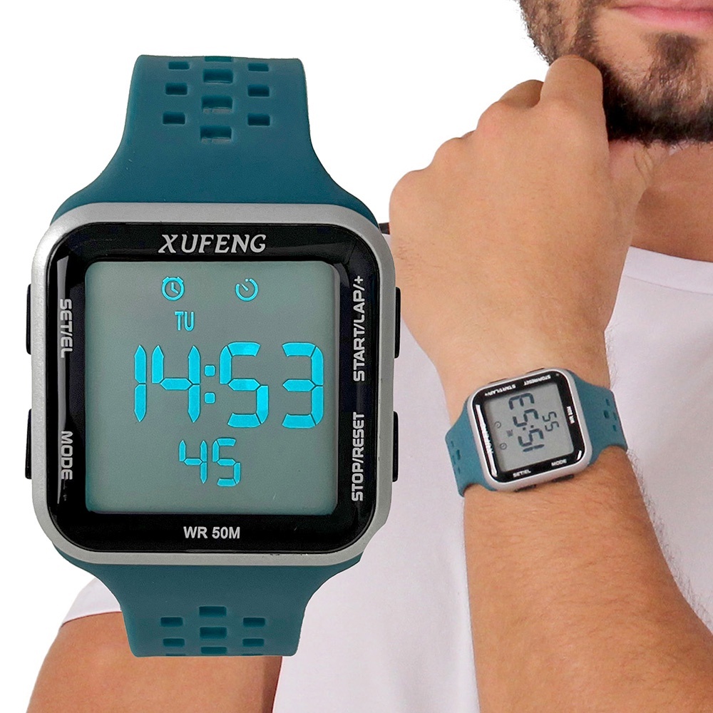 Relógio Xufeng Digital Esportivo Modelo 2023 Quadrado fino Confortavel A Prova Dágua relog sport