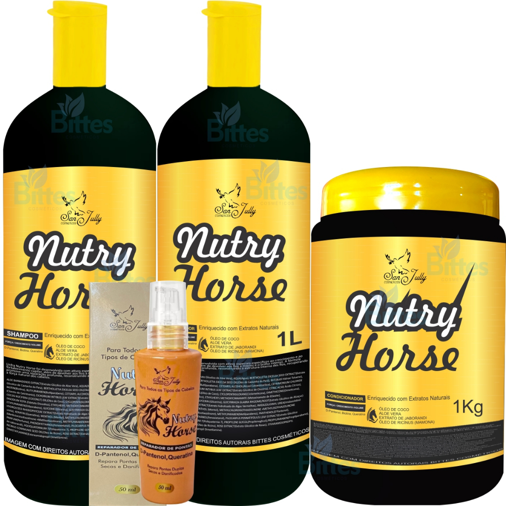 Kit Nutry Horse San Jully Crescimento Com Óleo Reparador