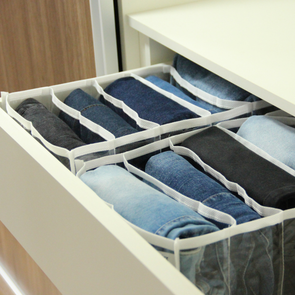 KIT 5 organizador de calcas jeans organizador legging colmeia gaveta roupa de frio