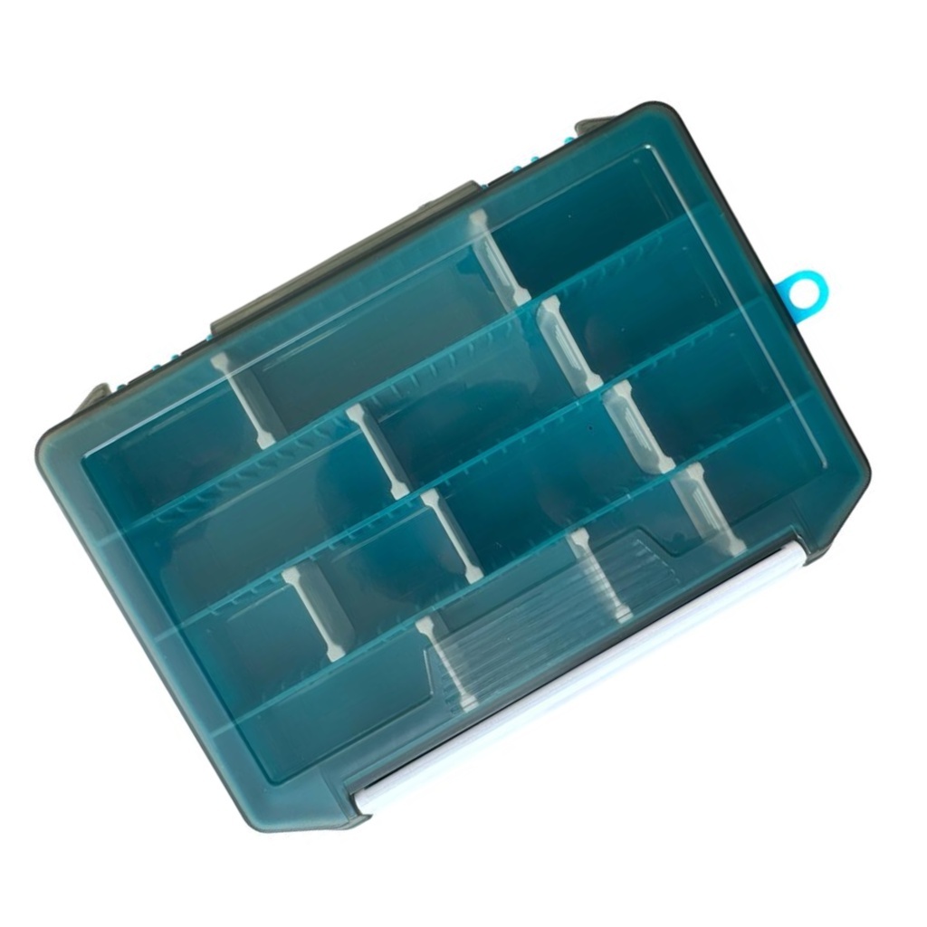Detalhes do Estojo Para Pesca 20.5x14.5x03 Guarda Isca Acessórios com trava e Divisórias Reforçado Box Organizador Caixa DW-006 Deyu