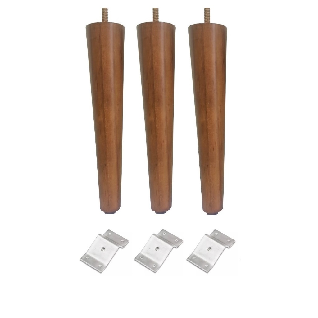 3 Pé Palito 35cm + 3 Pé Palito 30cm Amendoa Marrom Claro + 6 Chapinha Inclinada