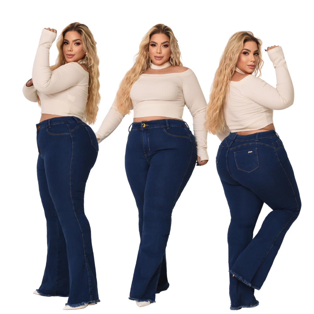 Calça Jeans Feminina Plus Size Azul Clara Levanta Bumbum Com Lycra Elastano Premium- Curve em Oferta na Shopee