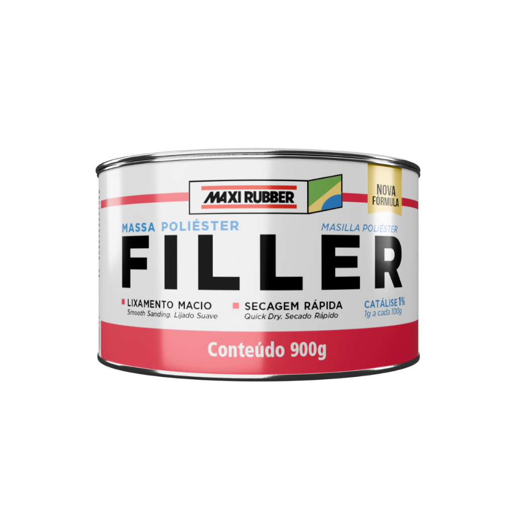 Massa Poliéster Filler 900g Maxi Rubber em Oferta na Shopee