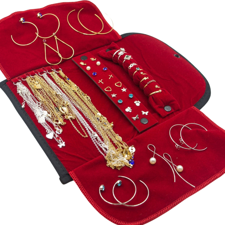 Kit Semi joias 40 Pçs + Mostruario Porta Joias Ouro e Prata 925 Atacado P/ Revender Folheados