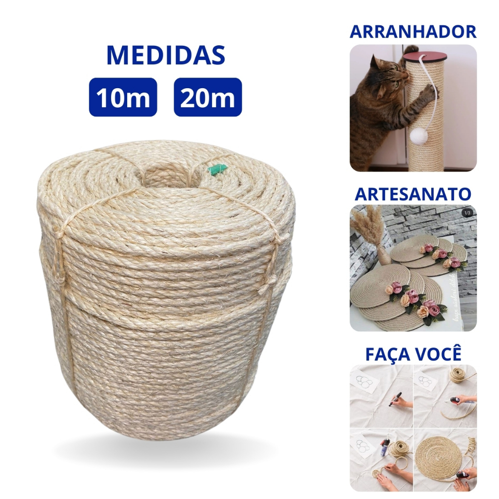 Corda de Sisal Natural 6mm | 8mm | 10mm - Arranhador - Artesanato