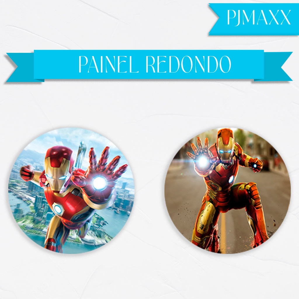 Capa Para Painel Redondo Tema Homem De Ferro Ironman Heroi Vingador Decoração Elegante Malha Sublimada