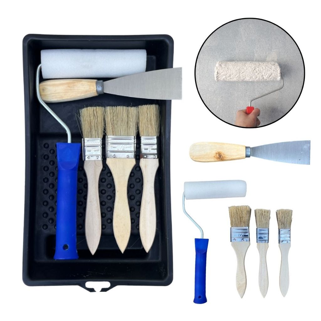 Kit Jogo Pintura P/ Parede Pincel Completo Rolo Bandeja 6 Peças Profissional em Oferta na Shopee