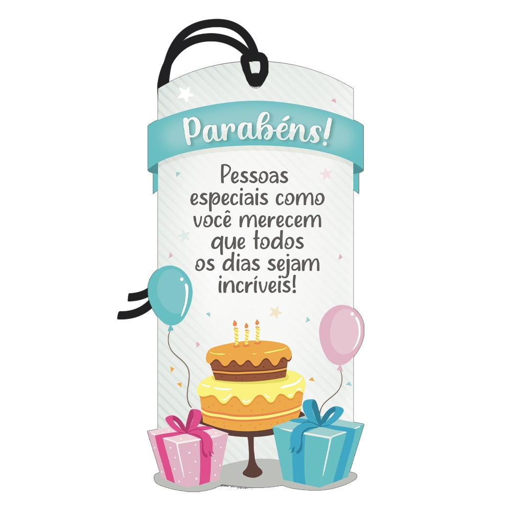 Placa Decorativa Mini 7x14 Tag Decorativa Parabéns Feliz Aniversário