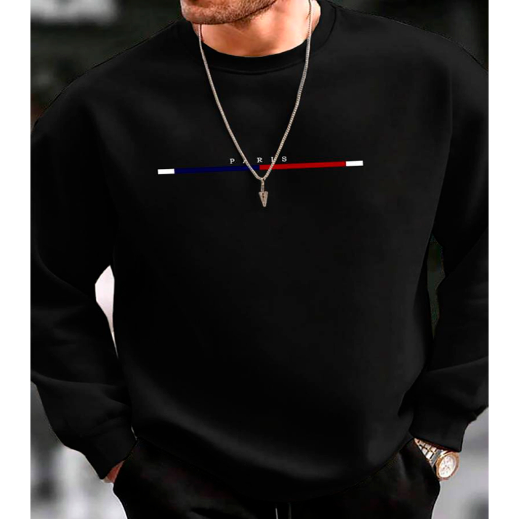 Moletom Careca Paris Gola Redonda Masculino streetwear Estampada