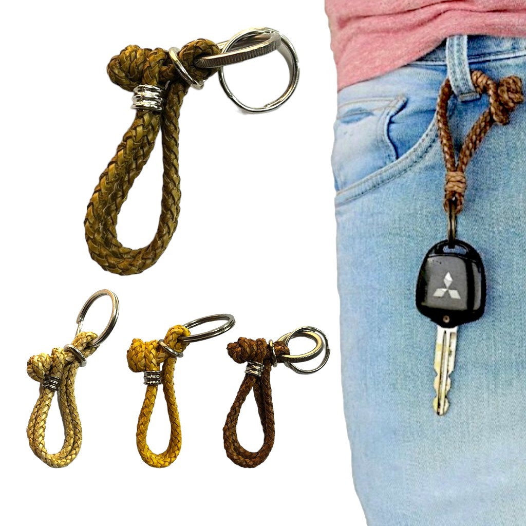 Chaveiro Couro Trançado Rústico Artesanal Cowboy