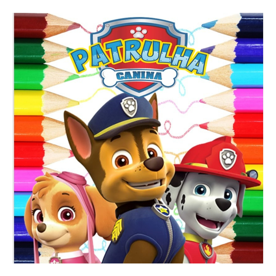 Kit 50 Desenhos Para Colorir E Pintar Patrulha Canina Paw Patrol - Folha A4 ! 2 Por Folha!