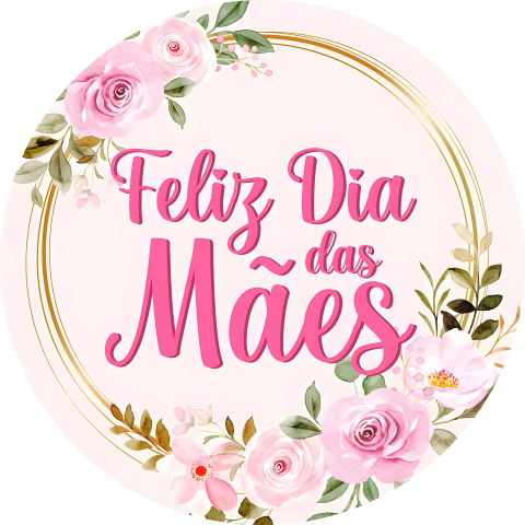 Painel Festa Infantil Redondo Dia das  Mães, circulo dourado com flores rosas em tons claro folhas + Arco, Suporte incluso. Fazemos personalizado com qualquer tema. Confeccionado em Lona fosca, impressão de alta resolução. cenário Circular p/ Decoração