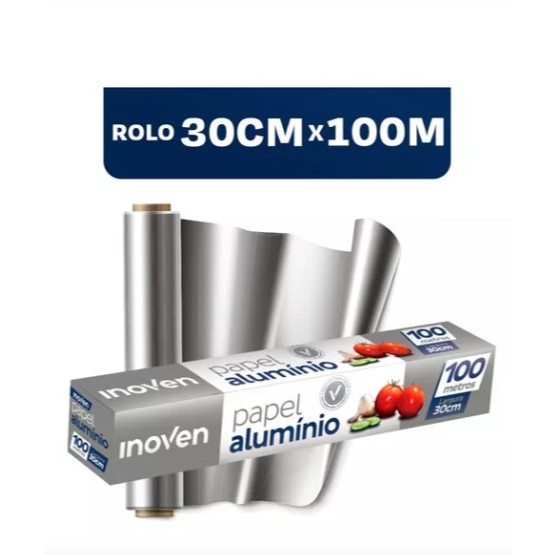 ROLO PAPEL ALUMÍNIO 100 METROS X 30 CM ou 65 METROS X 45 CM