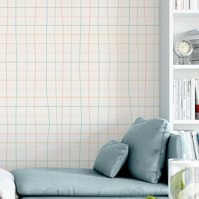 Papel de Parede Infantil Adesivo Lavável Grid Colorido Geométrico Para Quarto em Oferta na Shopee