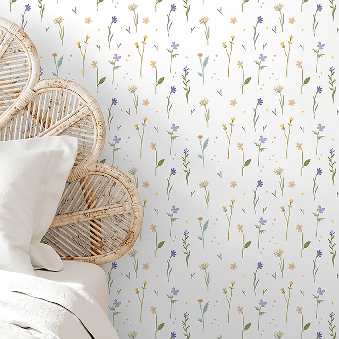 Papel de Parede Floral Flores Coloridas Autocolante Lavável Para Quarto Sala Romântico
