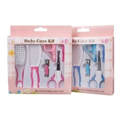 Kit Higiene Infantil 6 Peças Cuidados Bebe Recém Nascido Cortador de Unha Escova de Cabelo Tesoura