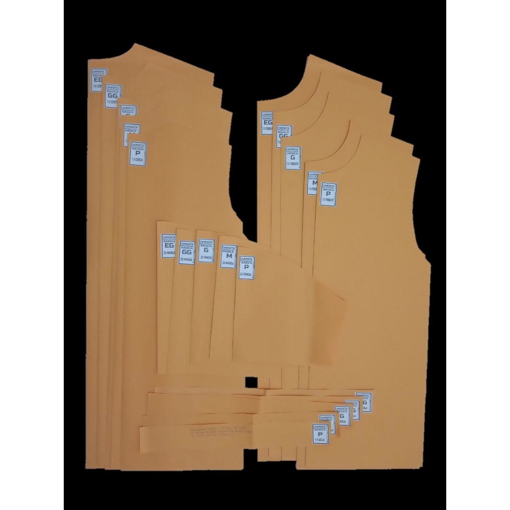 molde de roupa camiseta masculina gola redonda 80g PAPEL KRAFT