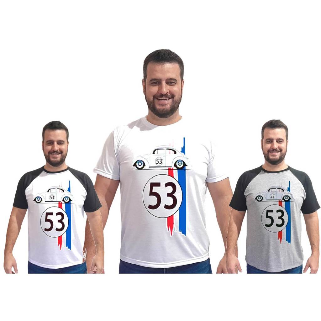 Camiseta Fusca Herbie 53 carro Adulto Infantil carro fusquinha filme se meu fusca falasse A