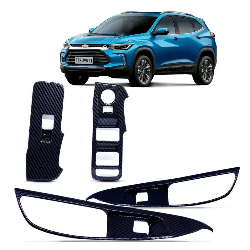 Jogo 4 Moldura Botões Vidro Elétrico Carbono Tracker WinnPARTS PI0173 em Oferta na Shopee