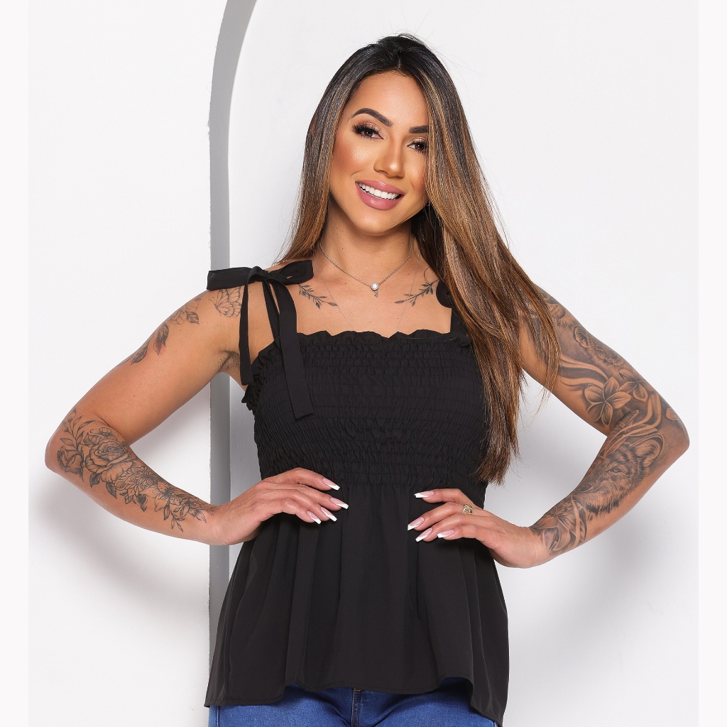 Blusa Feminina Bata Com Lastex - Cores Lisas