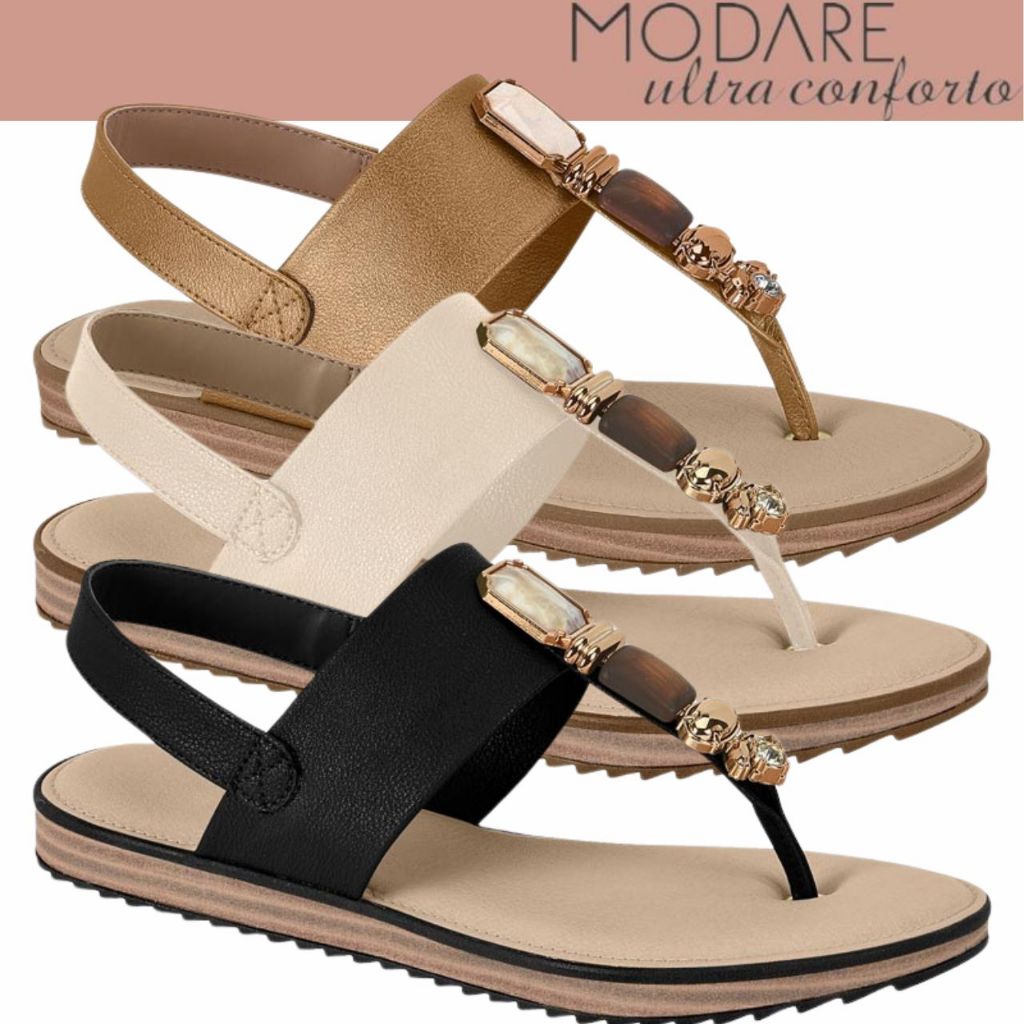 Sandália Feminina Modare Ortopédica Solado Acolchoado Pedraria UltraConforto em Oferta na Shopee