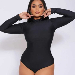 O MELHOR BODY PLUS SIZE MANGA COMPRIDA GOLA ALTA FEMININO SEGUNDA PÉLE em Oferta na Shopee