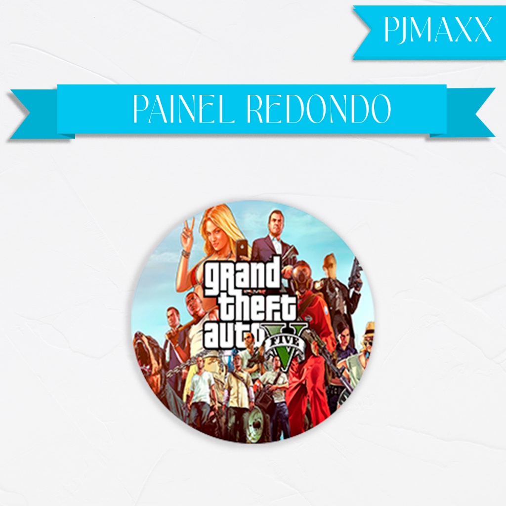 Capa Para Painel Redondo Tema GTA 5 Jogo Video Game Decoração Elegante Malha Sublimada
