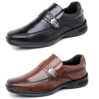 Kit 2 Pares Sapato Social Couro Verniz Casual Sola Especial Palmilha Gel Envio Rápido Promoção