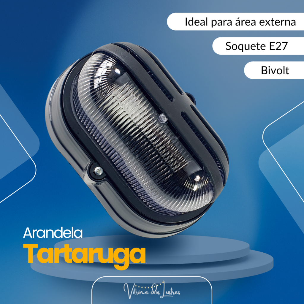 Kit com 5 Luminárias arandelas Tartaruga Preta Meia Tela parede - LENTE DE PLÁSTICO - parede teto