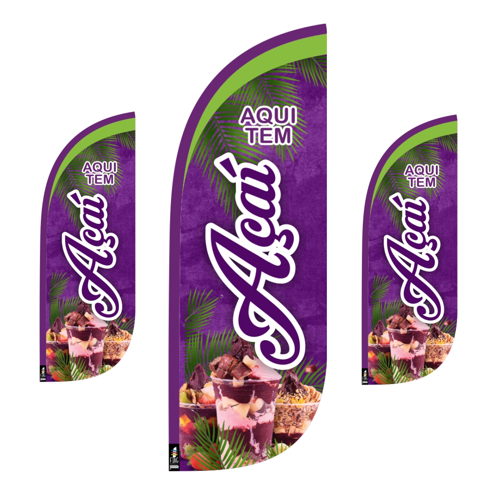 Wind Banner Açai Dupla Face 2,0m somente tecido Açaiteria