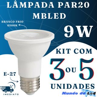 Kit 5 Lâmpada Led Par20 9W Bivolt Branco 6000K MbLed em Oferta na Shopee