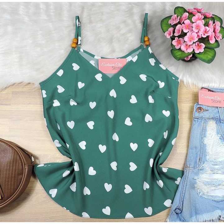 Blusa De Alcinha Feminina Duplo Tecido Detalhe Na Alça