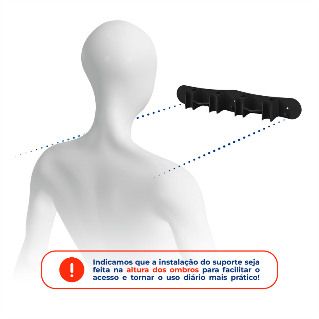 Porta Vassoura Rodo Pá de Parede Resistente Prático Acompanha Bucha e Parafuso