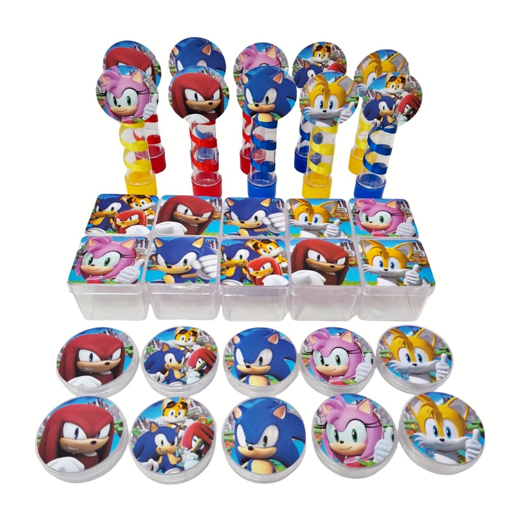 Kit Sonic 30 Itens Kit Lembrancinha  acrílico Sonic Turma Decoração Lembrancinha Sonic.