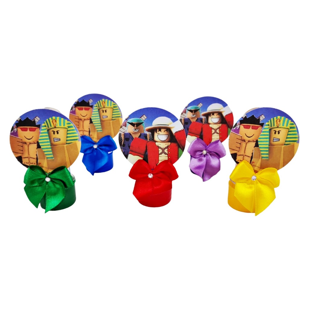 10 Mini Tubete Blox Fruits C/ Aplique - Decoração Blox Fruits Festa Aniversário Blox Fruits Tubete.
