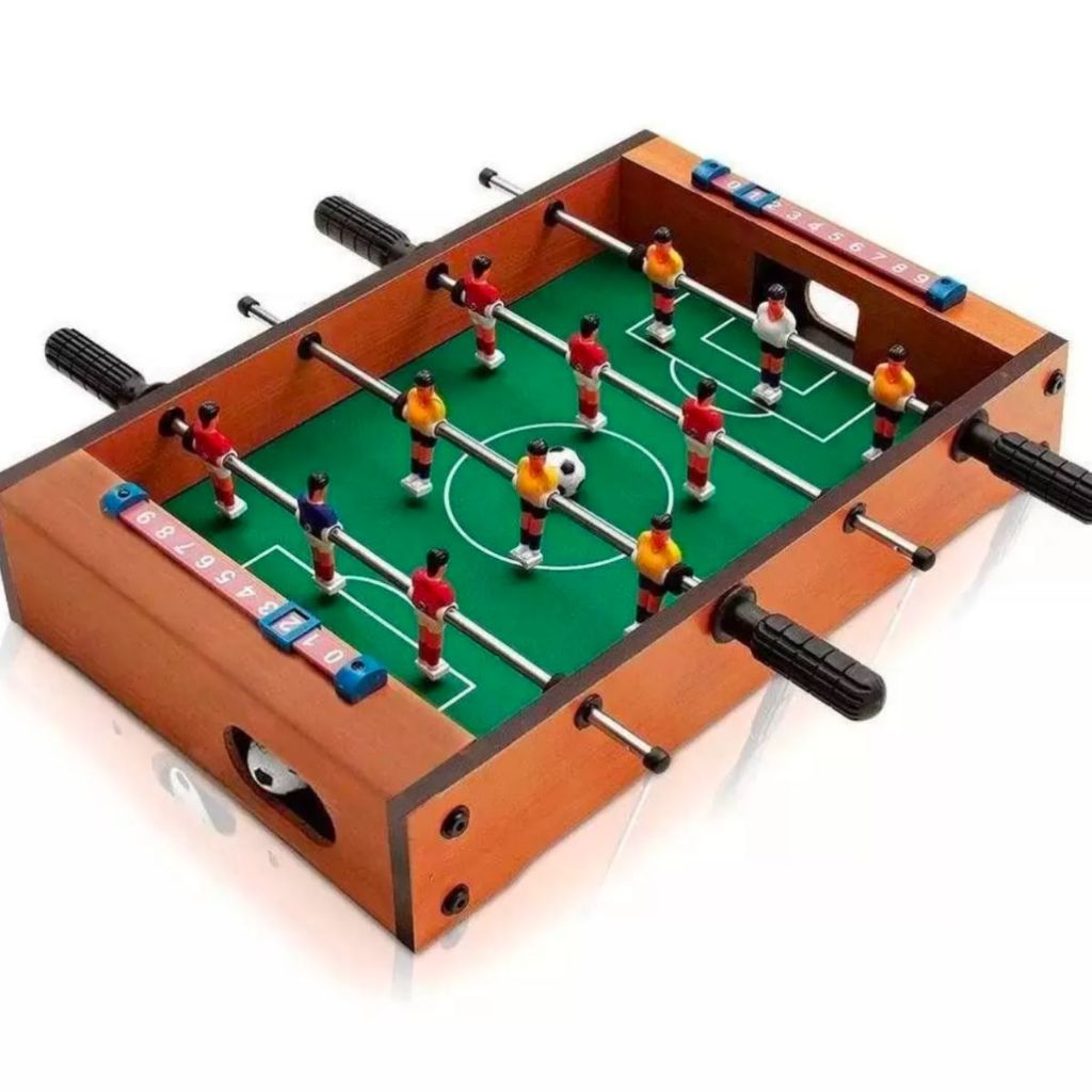 Mini Pebolim Futebol De Mesa Totó Modelo Infantil Com 2 Bolas E Placar