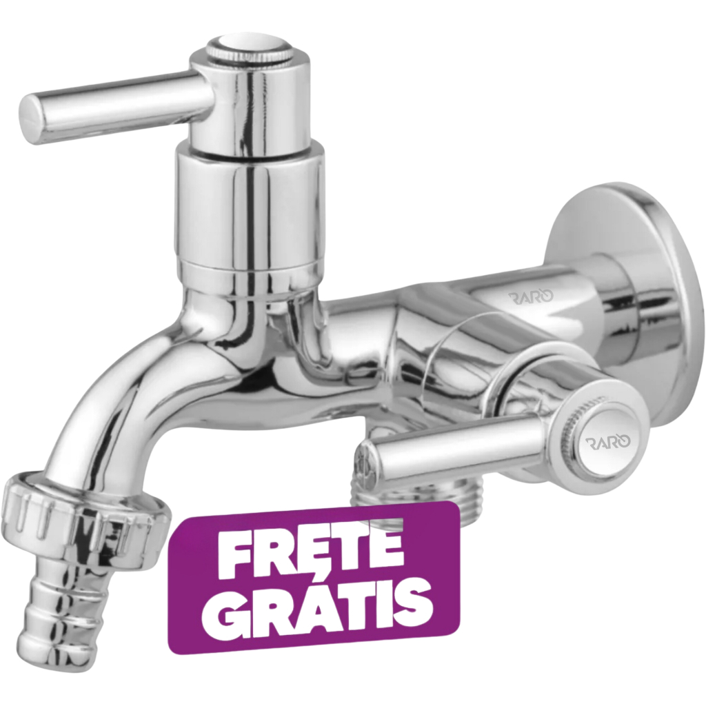 Torneira Dupla 2 Saídas Tanque E Maquina de Lavar Cromado 1/4 De Volta Super Economica Raro Metais em Oferta na Shopee
