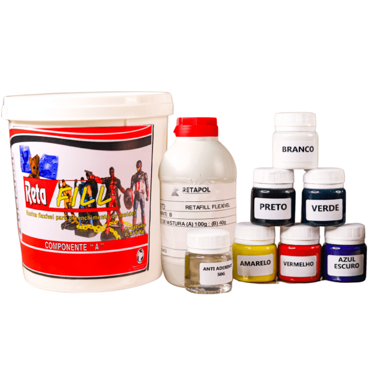 Kit Completo Resina PU Flexível Para Preenchimentos de Moldes Bonecos Artesanato Faça Você Mesmo