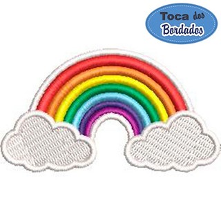 Patch Bordado Arco-íris com nuvem 4x7 cm Cód.3329 Você escolhe a fixação!