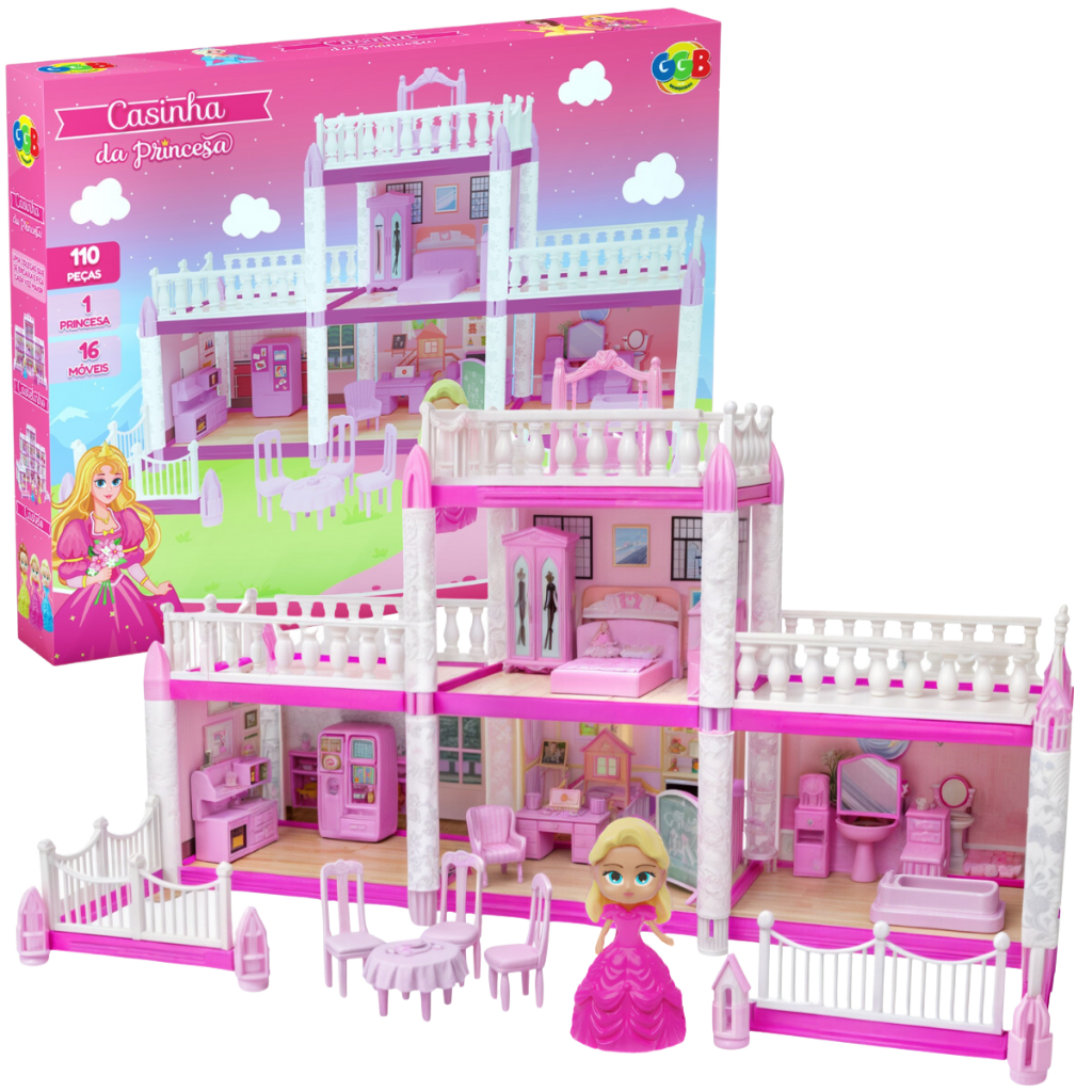 Casinha Casa De Boneca Princesa Brinquedo Infantil 16 Móveis em Oferta na Shopee