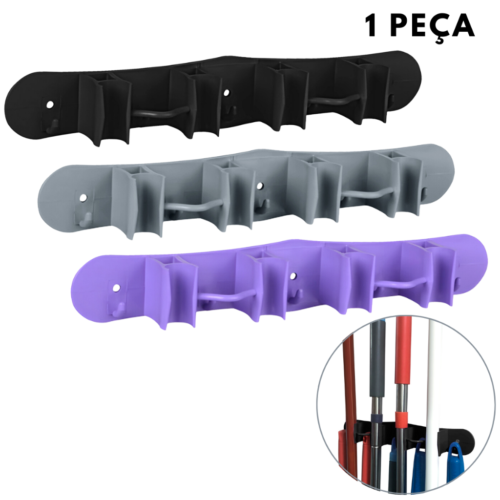 Suporte de Vassoura Pá Rodo de Parede Resistente Prático com Bucha e Parafuso em Oferta na Shopee