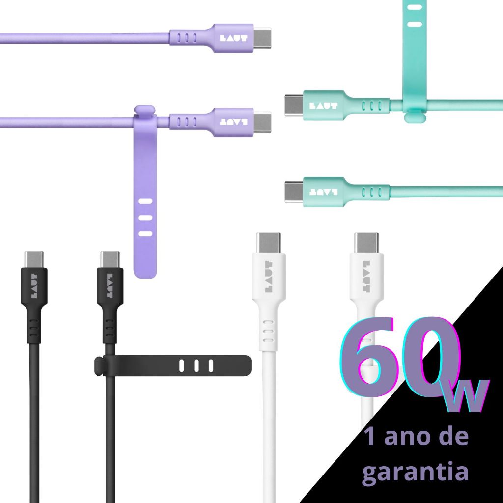 Cabo USB-C para USB-C 60W 1,5m Ultra Rápido Para Dados e Carregamento - Laut