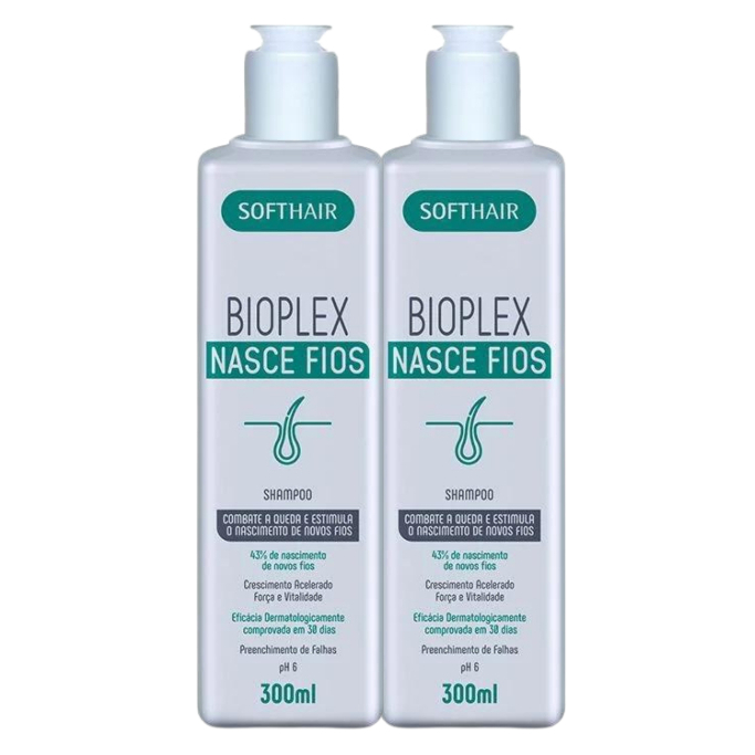 Shampoo Bioplex Nasce Fios 300ml SoftHair 2 Unidades