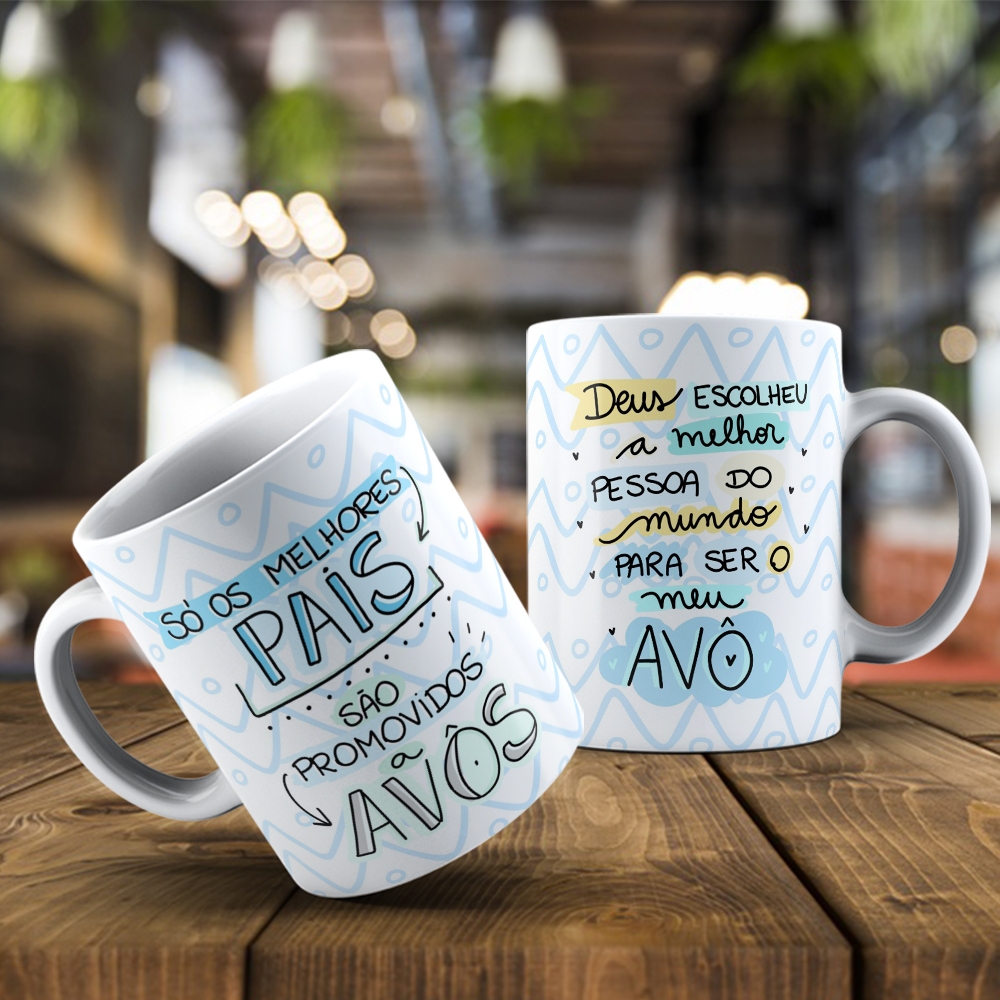 Caneca Xícara Dia Dos Avós Dia Do Avô Vovô Deus Promovido a Avô Presente Certo - OFERTA RELAMPÂGO!